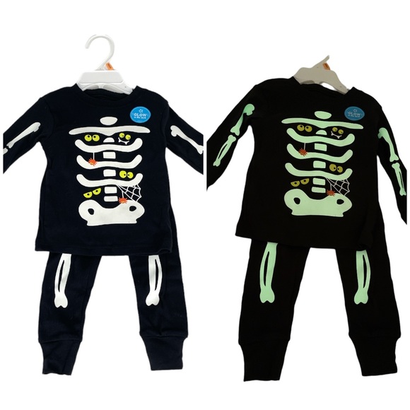 Carter’s Glow In The Dark Skeleton Pajamas Black Size 12 Months - Picture 1 of 9